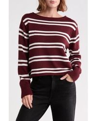 Vigoss - Stripe Boat Neck Crop Sweater - Lyst