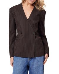 Scotch & Soda - Pinstripe Belted Double Breasted Blazer - Lyst