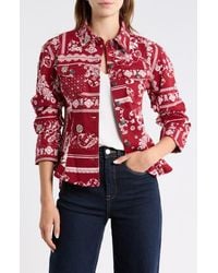 Cinq À Sept - Bandana Print Twill Scrunch Sleeve Shirt Jacket - Lyst