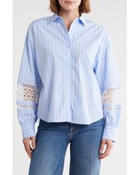 French Connection - Oversize Lace Trim Button-Up Shirt - Lyst