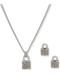 DKNY - Padlock Pendant Necklace & Earrings Set - Lyst