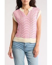 Melrose and Market - Split Neck Sleeveless Sweater - Lyst