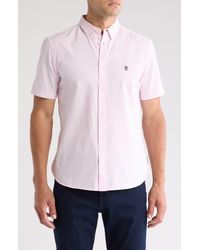 French Connection - Cotton Oxford Short Sleeve Button-Up Shirt - Lyst
