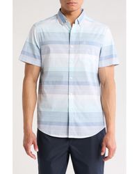 Original Penguin - Stripe Poplin Short Sleeve Button-Up Shirt - Lyst