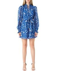 Endless Rose - Floral Long Sleeve Chiffon Minidress - Lyst