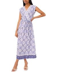 Halogen® - Floral Cap Sleeve Tie Waist Maxi Dress - Lyst