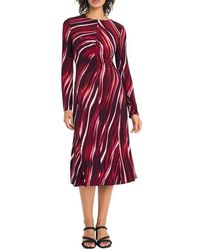 Maggy London - Long Sleeve Mesh Midi Dress - Lyst