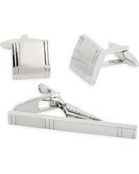 James Michael - Square Cuff Links & Tie Bar Set - Lyst