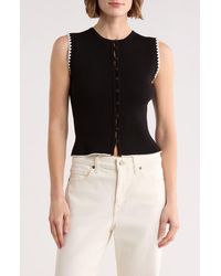 Blu Pepper - Contrast Stitch Knit Button Front Top - Lyst