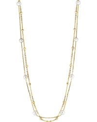 Effy - 14k Gold Plated Sterling Silver 6mm Freshwater Pearl Station Layered Necklace - Lyst