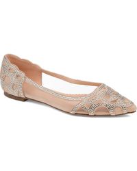 Journee Collection - Rhinestone-Embellished Pointed Mesh Flats - Lyst
