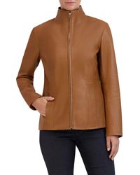 Cole Haan - Wing Collar Leather Jacket - Lyst