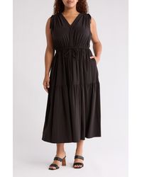 Calvin Klein - Sleeveless Tiered Midi Dress - Lyst