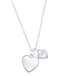 Simona - Mother Of Pearl & Cubic Zirconia Heart Charm Necklace - Lyst