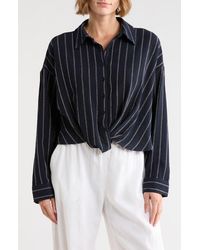 Caslon - Stripe Twist Front Textured Button-Up Top - Lyst