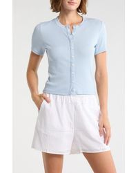 Rag & Bone - Essie Short Sleeve Button-Up Crop T-Shirt - Lyst
