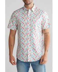 Abound - Short Sleeve Stretch Cotton Poplin Button-up Shirt - Lyst