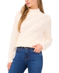 Halogen® - Diagonal Cable Mock Neck Sweater - Lyst