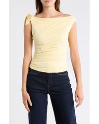 Wayf - Bow One-Shoulder Ruched Top - Lyst