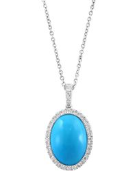Effy - 14k White Gold Diamond Turquoise Pendant Necklace - Lyst