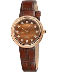 Gv2 - Arezzo Diamond Embellished Leather Strap Watch, 33Mm - Lyst