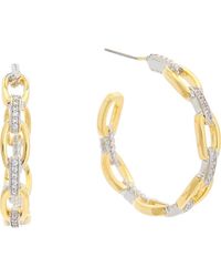 Juvell - Two-Tone Cubic Zirconia Chain Hoop Earrings - Lyst