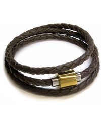 Liza Schwartz Original Braided Leather Triple Wrap Magnetic Bracelet In Brown At Nordstrom Rack