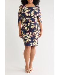 Connected Apparel - Cape Sleeve Mock Wrap Dress - Lyst