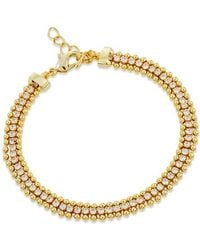 Savvy Cie Jewels - Railway CZ Beaded Bracelet - Lyst