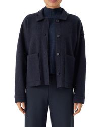 Eileen Fisher - Boxy Spread Collar Boiled Wool Jacket - Lyst