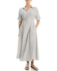 Max Studio - Stripe Short Sleeve Maxi Shirtdress - Lyst