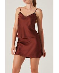 Astr - Lace Trim Satin Camisole - Lyst