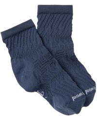 Smartwool Triangle Texture Mid Crew (moonbeam) Women's Crew Cut Socks Shoes - Blue