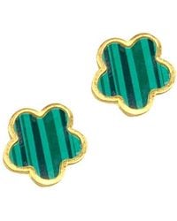 Adornia - 14K Plated Clover Stud Earrings - Lyst