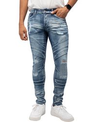 Xray Jeans - Distressed Moto Skinny Jeans - Lyst
