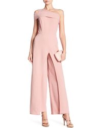 pink one shoulder jumpsuit
