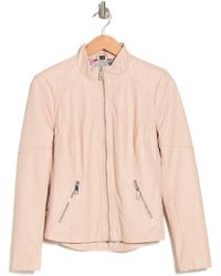 guess leather jacket pink