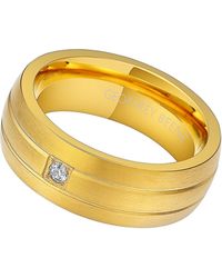 Geoffrey Beene - Brushed Stainless Steel Cubic Zirconia Band Ring - Lyst