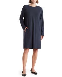 Eileen Fisher - Crewneck Long Sleeve Dress - Lyst