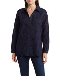 Adrianna Papell - Eyelet Button-up Shirt - Lyst