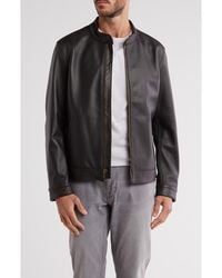 Frye - Cafe Leather Racer Jacket - Lyst