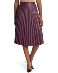 Bagatelle Pleated Faux Leather Midi Skirt In Oxblood At Nordstrom Rack - Purple