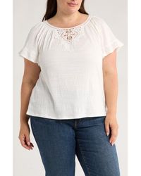 Max Studio - Embellished Yoke Flutter Sleeve Top - Lyst