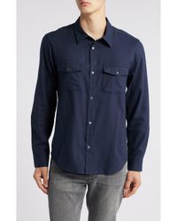 FRAME - Cotton & Merino Wool Button-Up Shirt - Lyst