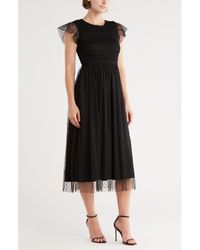 Blu Pepper - Smocked Flutter Sleeve Midi Dress - Lyst
