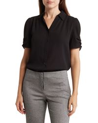 Adrianna Papell - Puff Sleeve Button-up Top - Lyst