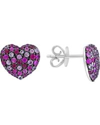 Effy - Pavé Ruby & Sapphire Heart Stud Earrings - Lyst