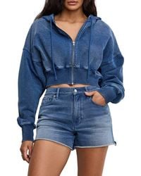 GOOD AMERICAN - Jeanius Crop French Terry Zip Hoodie - Lyst
