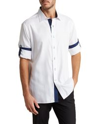 Lorenzo Uomo - Trim Fit Long Sleeve Cotton Twill Button-up Shirt - Lyst
