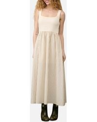 Blu Pepper - Back Tie Mixed Media Midi Dress - Lyst